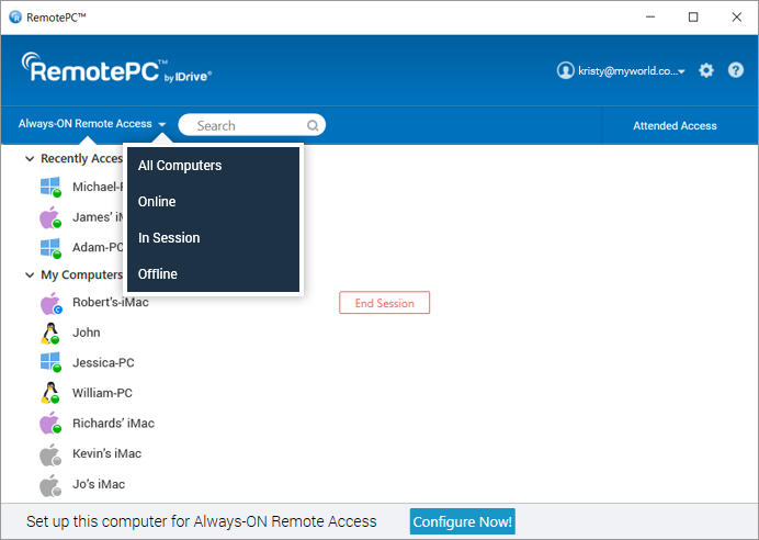 remotepc shows offline